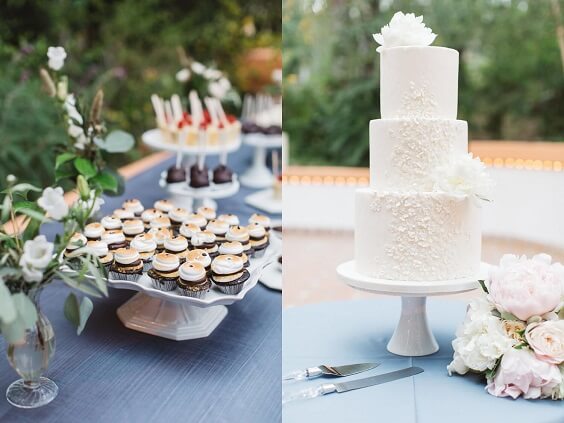 Wedding biscuits and wedding cakes for Blush and dusty blue wedding